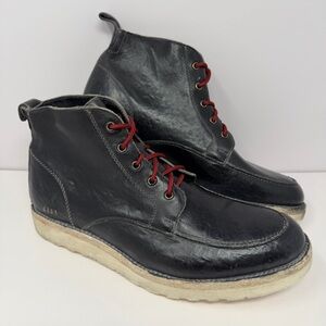 Bed Stu Men’s Lincoln Apron Toe Work Boot Sz 12 Black Vegetable Tanned EUC $355